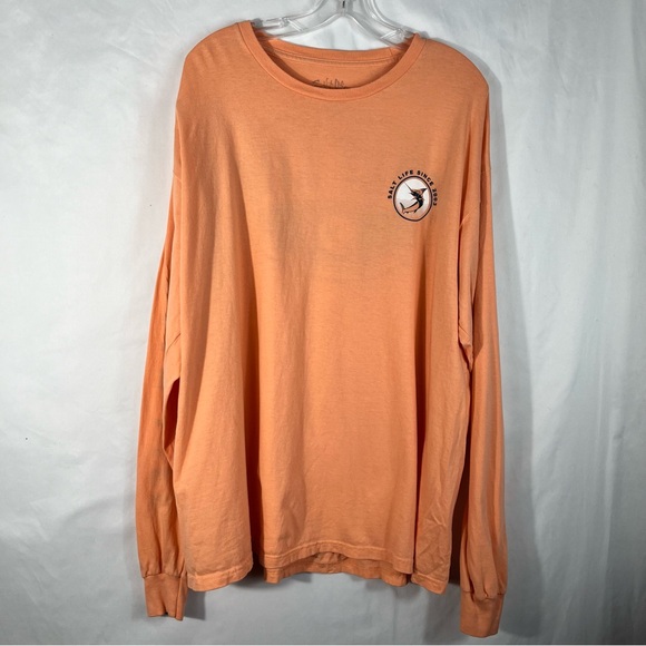 Salt Life Orange Long Sleeve Double Sided Swordfish Logo Graphic Tee XL Beach - Picture 4 of 6